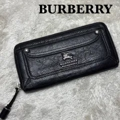 BURBERRY BLUE LABEL バーバリー シワ加工 レザー 長財布 ブラックのサムネイル