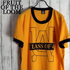90s フルーツオブザルーム CLASS OF 45 ヘリテージミリタリーリンガーTシャツ ビッグロゴ　オレンジ