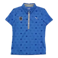 サイズ：M PUMA GOLF プーマゴルフ  半袖ポロシャツ 総柄 ブルー系 [240001640365]# ゴルフウェア レディース ストスト