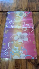 【袋帯】ピンク•黄色•紫のグラデーション•桜柄♪