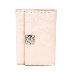 ロエベ LOEWE アナグラム バーティカル ウォレット スモール ペブルグレインカーフ 三つ折り財布 C821S33X12 TALCO 未使用品