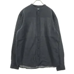 ZARA ザラ 長袖 スタンドカラー リネンシャツ M グレー系 メンズ 古着