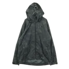 adidas アディダス 総柄 長袖 ジップパーカー XO ダークグレー系 メンズ 古着