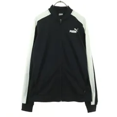 PUMA プーマ バイカラー ワンポイントロゴ 長袖 ジャージ トラックジャケット L ブラック レディース 古着のサムネイル