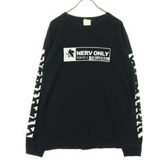 EVANGELION 에반게리온 코튼 로고 프린트 긴팔 T 셔츠 M 블랙 남성 헌 옷