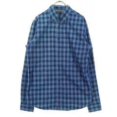 TOMMY HILFIGER トミーヒルフィガー コットン チェック柄 長袖 ボタンダウンシャツ S ブルー系 メンズ 古着