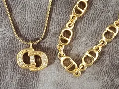 【2点SET】ディオール ネックレス & ブレスレット ゴールド ロゴ 保証書付