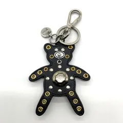 プラダ クマ キーホルダー レザー スタッズ バッグチャーム ブラック PRADA 中古 ABランク