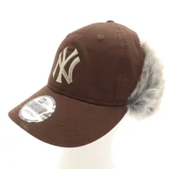 NEW ERA ニューエラ 9THIRTY MLB ニューヨークヤンキース フライト キャップ M-L ブラウン ドッグイヤー 帽子 メンズ 古着
