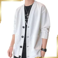 【新品】 [Poperdision] カーディガン メンズ ジャケット 大きいサイズ コート 柔らかで 着心地のいい シンプル オシャレ ボタン カジュアル 無地 長袖 おしゃれ セーター ゆったり 春秋服white-XL 0