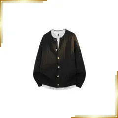 【新品】 [HOTIAN] カーディガン メンズ 長袖 丸首 ニットジャケット 柔らかい セーター アウター 前開き ボタン ジャケット 無地 ストレッチ カジュアル（L・ブラック） 1