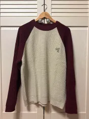 URBANDTYPE ブロック ラグランニット ㅣ バーガンディ ㅣ Lサイズ