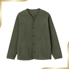 【新品】 無印良品 紳士 素材に還るフリースカーディガン メンズ AB1P8A5A カーキグリーン 紳士L 1