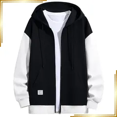 【新品】 [JIASEN] パーカー メンズ 秋服 長袖 フード付き ファスナー ワッフル 冬服 スウェット トレーナー おしゃれ 大きい サイズ 人気 ジャケット スポーツ オシャレ カジュアル カーディガン コージャージ 春秋冬服 black-XL 0