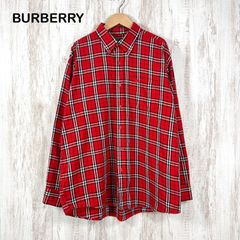 バーバリーロンドンBURBERRY ノバチェックスキッパー長袖シャツ 赤 38