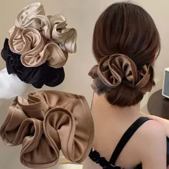 2点セット サテン素材 大人のサテンビッグシュシュ