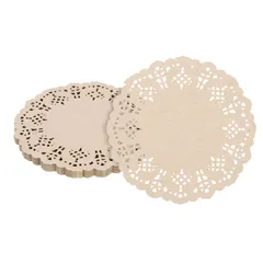 uxcell 100枚のペーパードイリー 直径3.5インチのレースペーパードイリー ケーキ テーブル プレート クラフト パーティー ウェディング テーブルウェア用の使い捨てペーパープレイスクッション 茶色