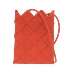 ボッテガヴェネタ イントレチャート レザー オレンジ ショルダーバッグ 1519 BOTTEGAVENETA