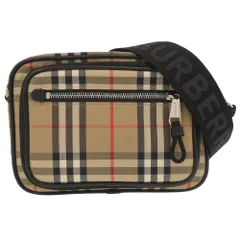 美品 バーバリー ヴィンテージノバチェック  8010152 シルバー金具 コットン レザー アーカイブベージュ ブラック レッド  ショルダーバッグ ボディバッグ 0539 BURBERRY メンズ