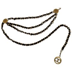 希少【CHANEL】 シャネル 3連 チェーンベルト ココマーク クローバー 