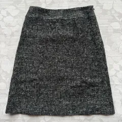UNITED ARROWS ツイード Aラインスカート 38 黒白ミックス 膝丈