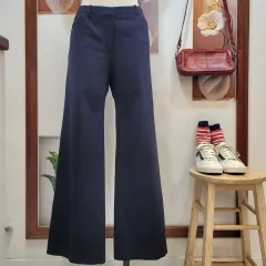 セオリー theory ネイビー ストレッチ ワイドパンツ