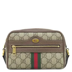 グッチ GUCCI ショルダーバッグ GGスプリーム オフィディア ミニバッグ GGスプリームキャンバス レザー ベージュ×ブラウン ゴールド金具 茶 シェリー  517350【中古】