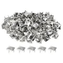 uxcell ピラミッドスタッズ 7mm 約100個 正方形リベット パンク風 DIY カバン 靴 リメイク 飾り物 服アクセサリー レザークラフト用 シルバー