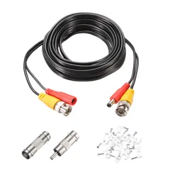 uxcell 1セット BNCビデオ電源ケーブル 3 m/10ft 一体型 防犯カメラ用延長ケーブル セキュリティ ワイヤー コード DCジャック 同軸 RCA コネクタ 映像 DVR 監視システム対応 家庭 屋内外兼用 黑