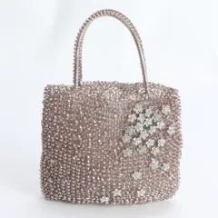 美品 アンテプリマ ワイヤーバッグ ラインストーン フラワー モチーフ ハンドバッグ トート ピンク レディース EEE DT34-2【中古】