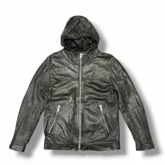 GIORGIO BRATO ラムレザーフーディーレザージャケット ライダース ジョルジオブラット GU20F9289V ブラック 48 （13312M）