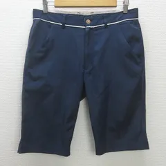 K■エピキュール/epicure ロゴ刺繍 ゴルフショーツ ハーフパンツ【L】紺/MENS■33【中古】