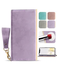 【フォロー割】手帳型 鏡付き マグネット式 ケース スマホケース 財布型 アイフォンXカバー カードポケット 用 スタンド機能 携帯ケース ダイアリーケース PUレザー X/XS 女性 耐衝撃 全面保護 ファッション iPhone おしゃれ 美しい パープル