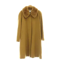 リゲル RIGEL ステンカラーコート ロング ファー カシミア シルク L キャメル /MY ■OS ■GY18