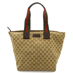 GUCCI グッチ GGキャンバス シェリーライン トートバッグ ショルダーバッグ 肩掛け レザー ベージュ ダークブラウン 茶 131231 