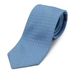 HERMES エルメス ネクタイ Hロゴ 総柄 シルク100% ライトブルー 水色