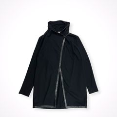 ヘルムートラング ロングコート レザー切替 黒 P ラビットファー