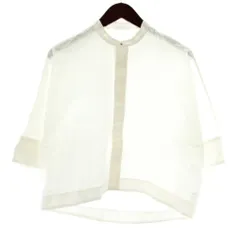 マカフィー MACPHEE トゥモローランド シャツ ブラウス 七分袖 スタンドカラー 比翼ボタン 36 白 ホワイト /XZ ■GY99