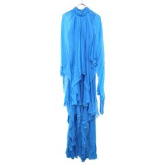 未使用級 現行 グッチ マキシ シャツワンピース GG プリーツ M 水色 