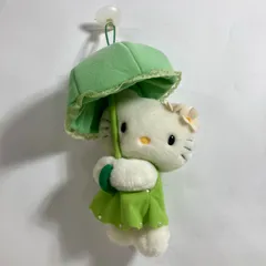 ★ Hello Kitty ハローキティ 信州限定 ぬいぐるみ はろうきてぃ 傘 リンゴ 黄緑  全長約25cm 現状品