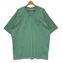 Carhartt カーハート 半袖 Tシャツ LOOSE FIT ポケットTシャツ Vネック オーバーサイズ ビッグシルエット Honduras製 2XLサイズ ライトグリーン