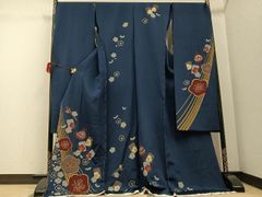 ma8364 振袖 仮絵羽 正絹 未仕立て 成人式 中国伝統刺繍 蘇州刺繍 地紋 