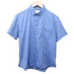 ユナイテッドトウキョウ UNITED TOKYO ボタンダウンシャツ BDシャツ リネン プルオーバー 半袖 1 約S 青 ブルー 0329