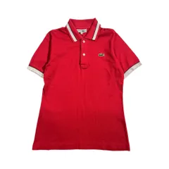 70s CHEMISE LACOSTE シュミーズラコステ 文字ワニ 襟ライン 鹿の子 半袖 ポロシャツ 表記なし /レッド系 レディース ビンテージ