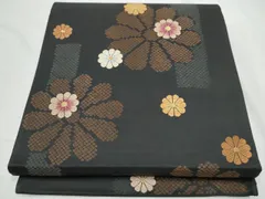 平和屋着物●六通柄袋帯　唐織　舞花文　黒地　金銀糸　正絹　逸品　CABE4436hy