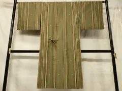平和屋着物＃道中着　間道　ロング丈　正絹　逸品　CABE5368in