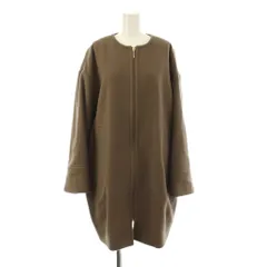 シップス SHIPS コート ウール M 茶 ブラウン ノーカラー ジップアップ 長袖 /JP