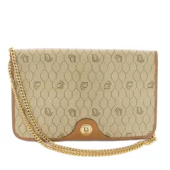 クリスチャンディオール Christian Dior ハニカム柄 ハンドバッグ ショルダーバッグ チェーン ベージュ /TK ■OH