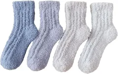 FARFADET もこもこ 靴下 レディース 暖かい 冬 厚手 防寒 ルームソックス あったか 可愛い ふわふわ 秋冬 無地 保温 22-26cm 女性用 くつ下 室内用 就寝 (ブルー,  Free Size)