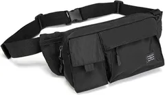 FARFADET ウエストポーチ ボディ バッグ メンズ レディース 軽量 撥水 旅行 アウトドア 通勤 通学 スマホ スポーツ 小さめ ランニング (ブラック)